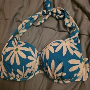VENUS Blue and White Daisy Floral Bikini Top Size B